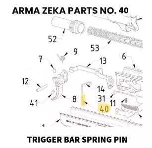 Arma Zeka Trigger bar spring pin1,5*10 - Aseiden OEM osat - 22P1100470000 - 1