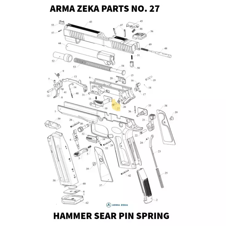 Arma Zeka Hammer sear spring pin - Aseiden OEM osat - 22P1100210000 - 1