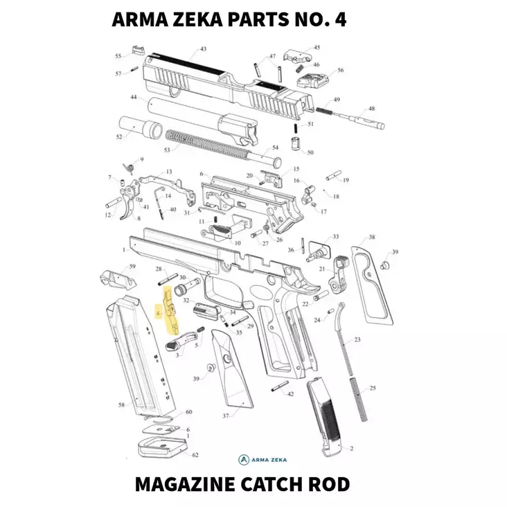 Arma Zeka Magazine catch rod - Aseiden OEM osat - 21P1100040000 - 1