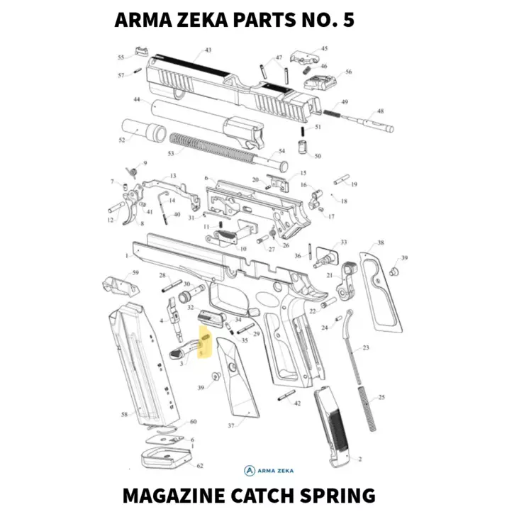 Arma Zeka Mag catch spring - Aseiden OEM osat - 22P1100050000 - 1