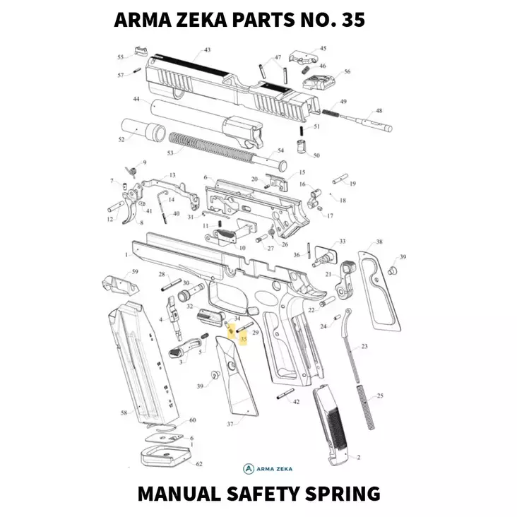 Arma Zeka Manual Safety Spring - Aseiden OEM osat - 22P1100370000 - 1