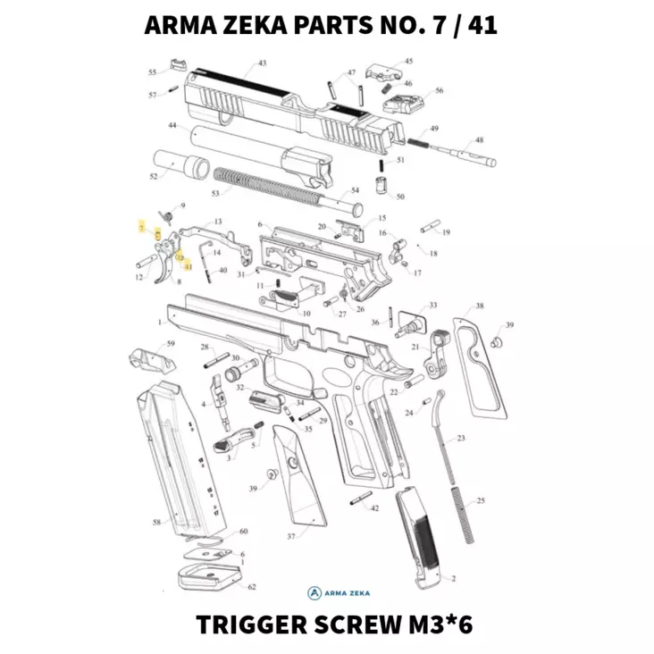 Arma Zeka Screw M3*6 Torx (trigger ) - Aseiden OEM osat - 22P1200200000 - 1