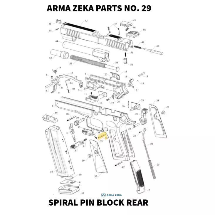 Arma Zeka Spiral pin 2,5*22 block rear - Aseiden OEM osat - 22P1100300000 - 1