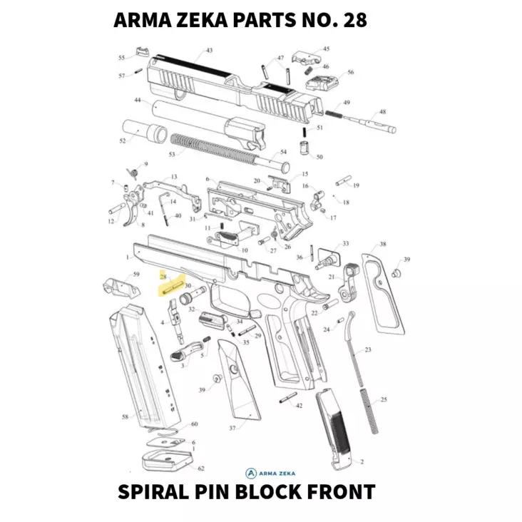 Arma Zeka Spiral pin 2,5*24 block front - Aseiden OEM osat - 22P1100310000 - 1