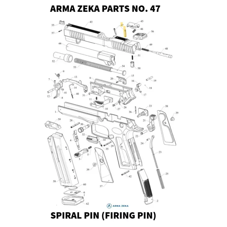 Arma Zeka Spiral Pin (firing pin) 2,5*14 - Aseiden OEM osat - 22P1200160000 - 1