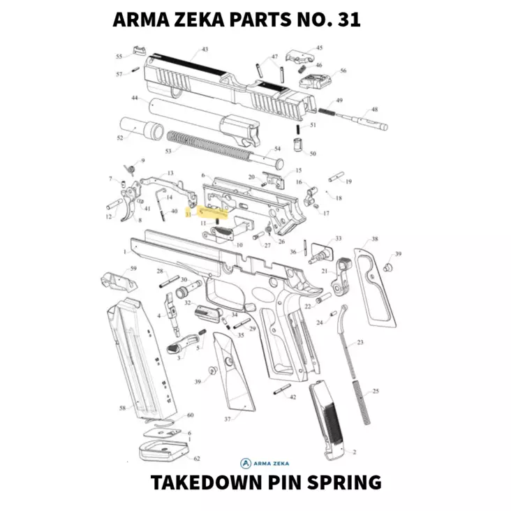 Arma Zeka Takedown pin spring - Aseiden OEM osat - 22P1100330000 - 1