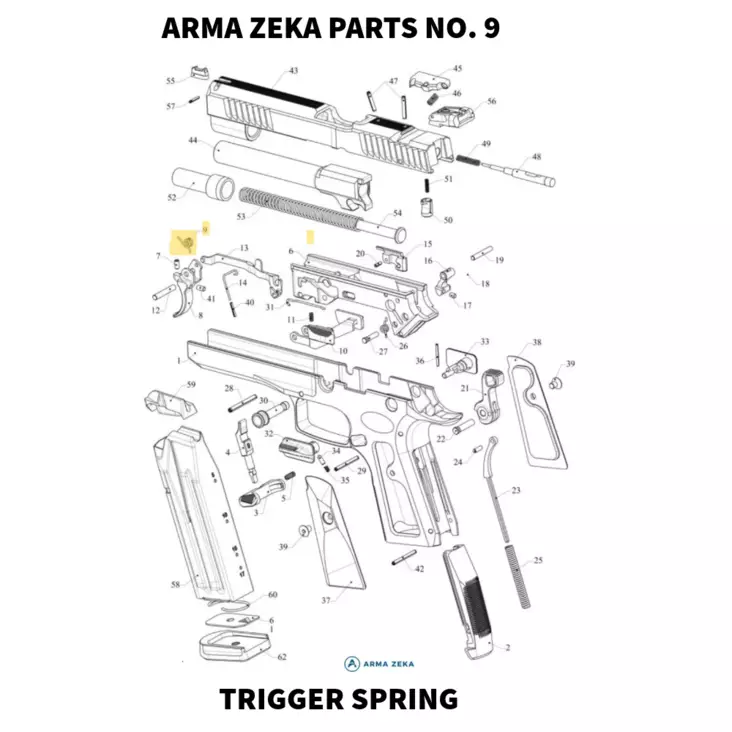 Arma Zeka Trigger spring - Aseiden OEM osat - 22P1100090000 - 1