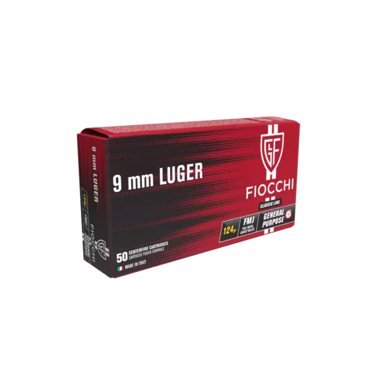 Fiocchi Luger 9x19 FMJ 124gr (8g) 50kpl - 9x19 patruunat - 762344067087 - 1